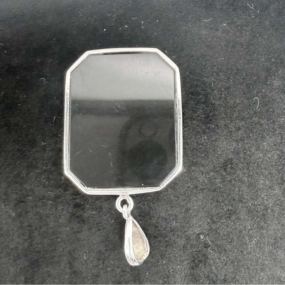 Vintage OOAK Modernist Dendritic Agate Onyx Sterling Silver Pendant